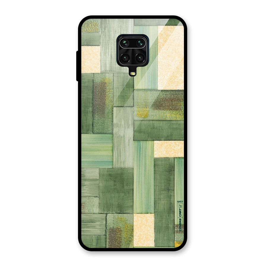 Wooden Green Texture Glass Back Case for Redmi Note 9 Pro