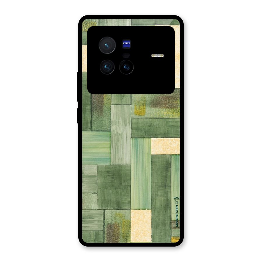 Wooden Green Texture Glass Back Case for Vivo X80
