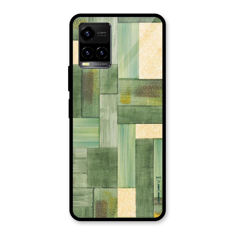 Wooden Green Texture Glass Back Case for Vivo Y21T