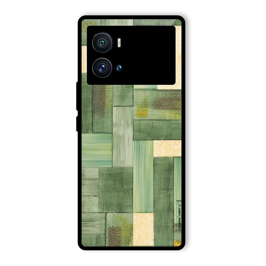 Wooden Green Texture Glass Back Case for Vivo iQOO 9 Pro