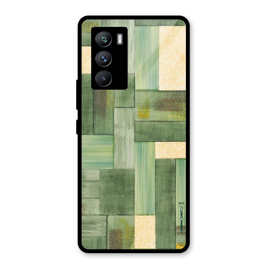 Wooden Green Texture Glass Back Case for Vivo iQOO 9 SE