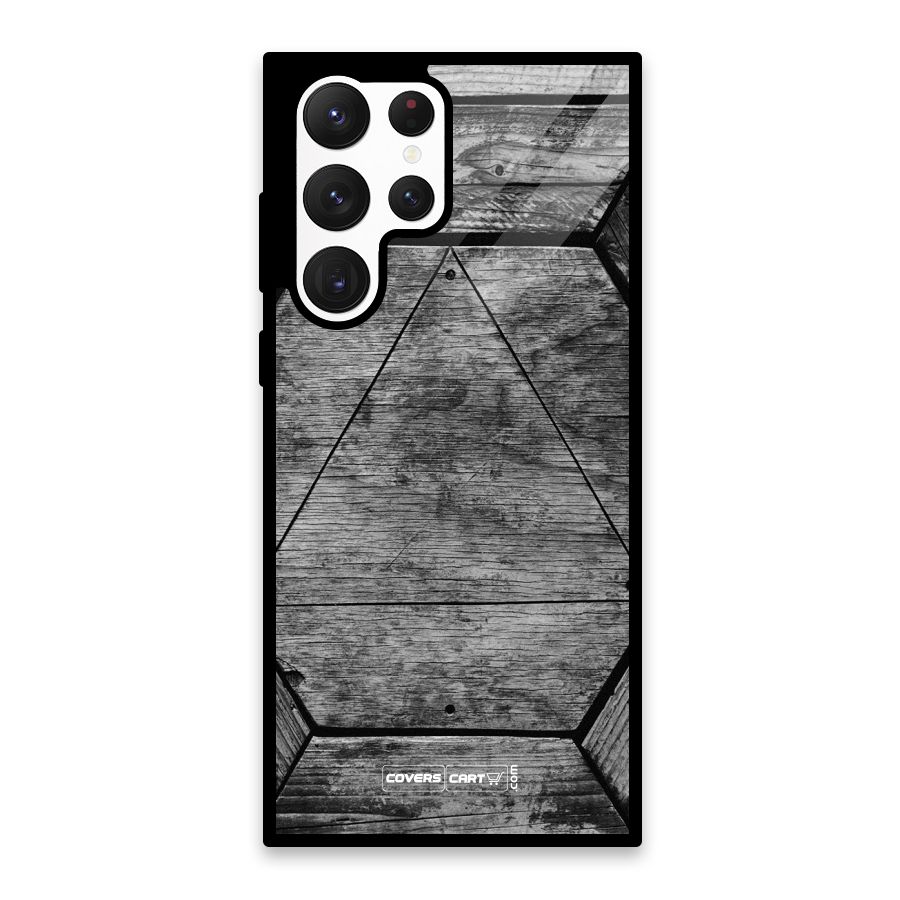 Wooden Hexagon Glass Back Case for Galaxy S22 Ultra 5G