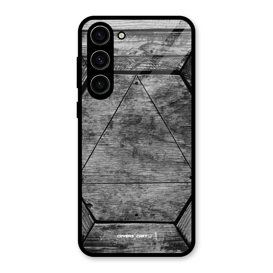 Wooden Hexagon Glass Back Case for Galaxy S23 Plus