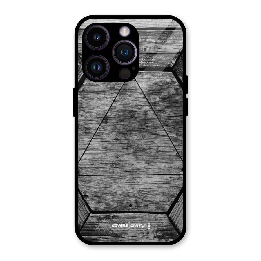 Wooden Hexagon Glass Back Case for iPhone 14 Pro