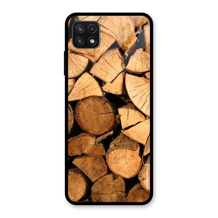 Wooden Logs Glass Back Case for Galaxy A22 5G