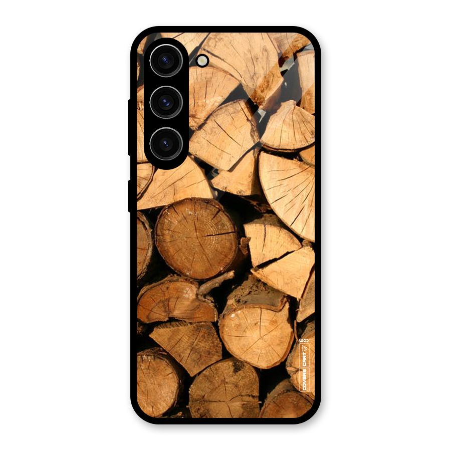 Wooden Logs Glass Back Case for Galaxy S23