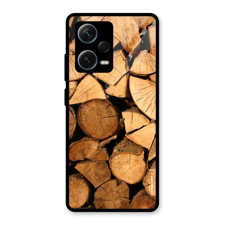 Wooden Logs Glass Back Case for Redmi Note 12 Pro Plus 5G