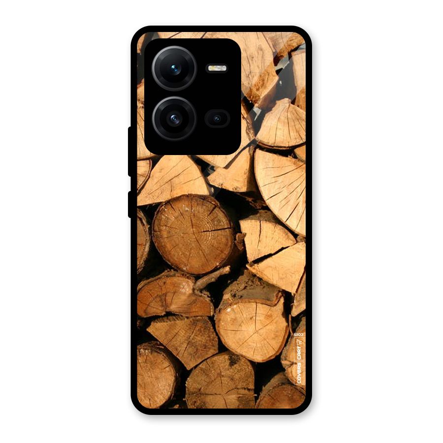 Wooden Logs Glass Back Case for Vivo V25