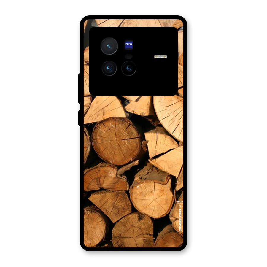 Wooden Logs Glass Back Case for Vivo X80