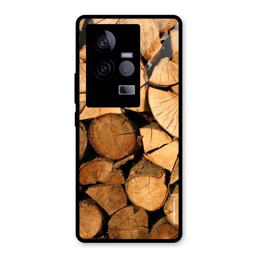 Wooden Logs Glass Back Case for Vivo iQOO 11 5G