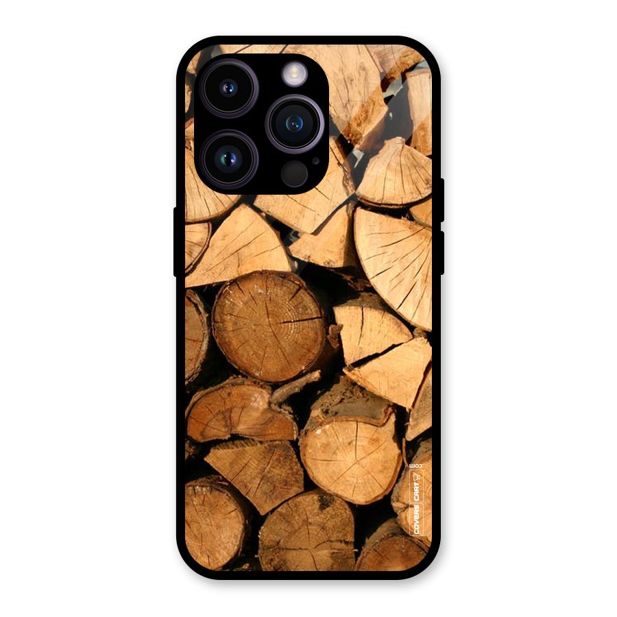 Wooden Logs Glass Back Case for iPhone 14 Pro