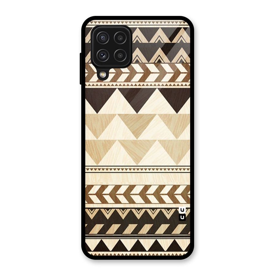 Wooden Printed Chevron Glass Back Case for Galaxy A22 4G