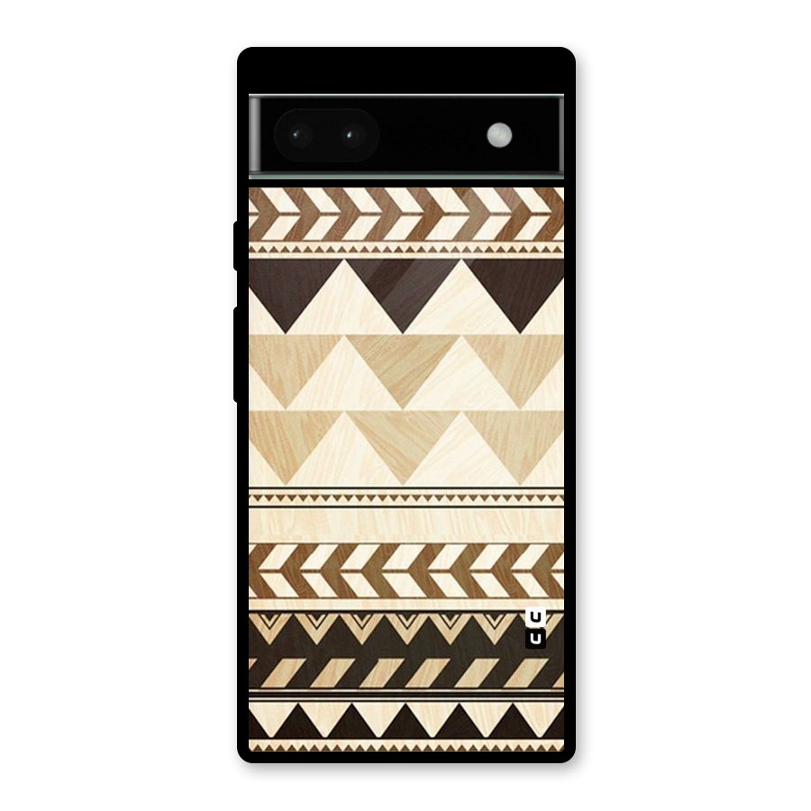 Wooden Printed Chevron Glass Back Case for Google Pixel 6a
