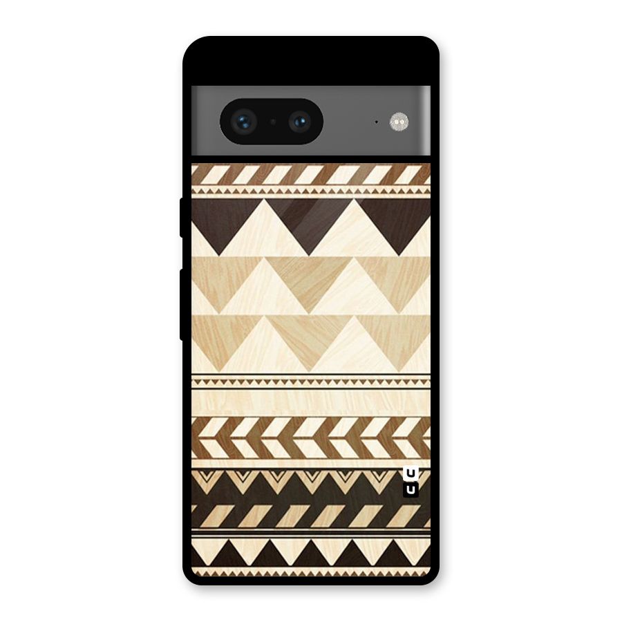 Wooden Printed Chevron Glass Back Case for Google Pixel 7