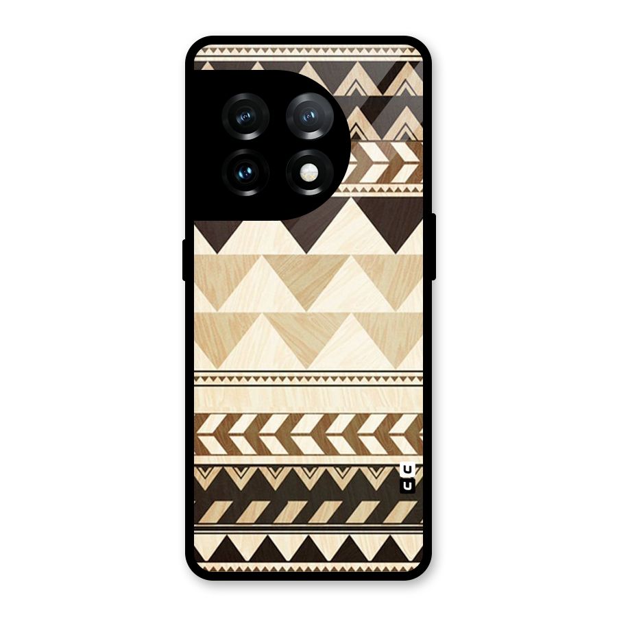 Wooden Printed Chevron Glass Back Case for OnePlus 11