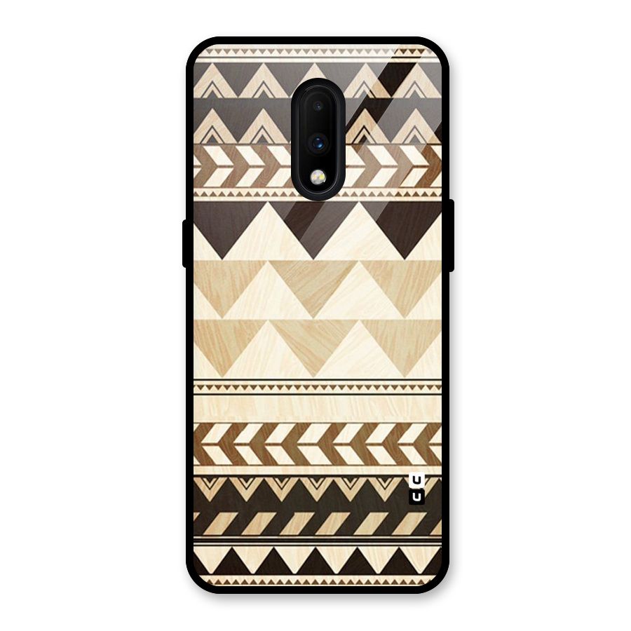 Wooden Printed Chevron Glass Back Case for OnePlus 7
