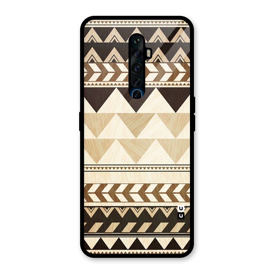 Wooden Printed Chevron Glass Back Case for Oppo Reno2 F