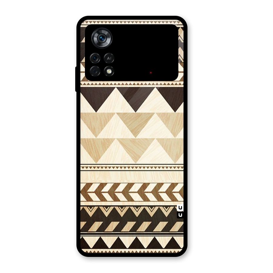 Wooden Printed Chevron Glass Back Case for Poco X4 Pro 5G
