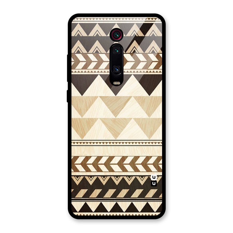 Wooden Printed Chevron Glass Back Case for Redmi K20 Pro