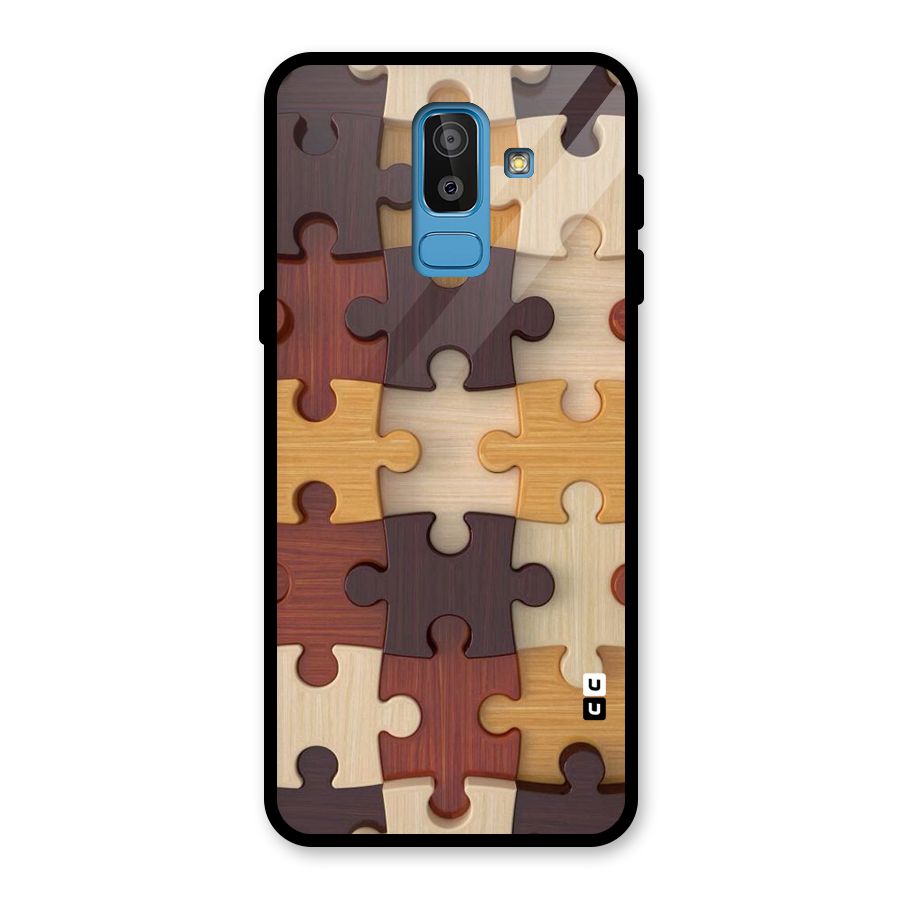 Wooden Puzzle (Printed) Glass Back Case for Galaxy J8