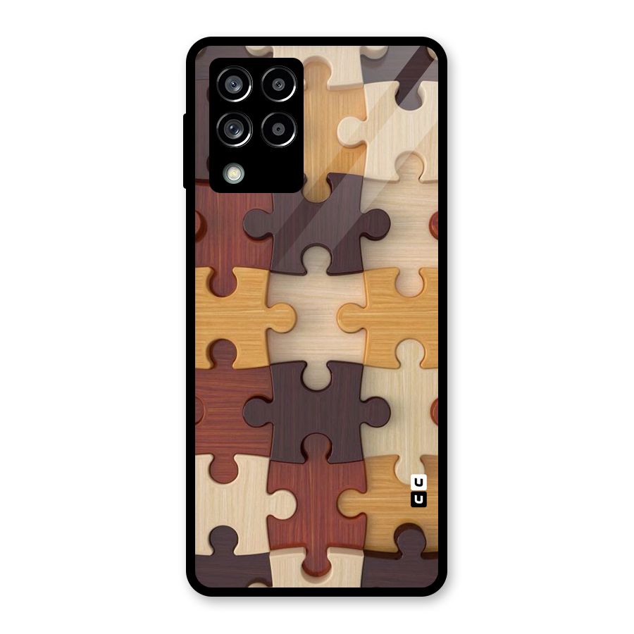 Wooden Puzzle (Printed) Glass Back Case for Galaxy M53 5G