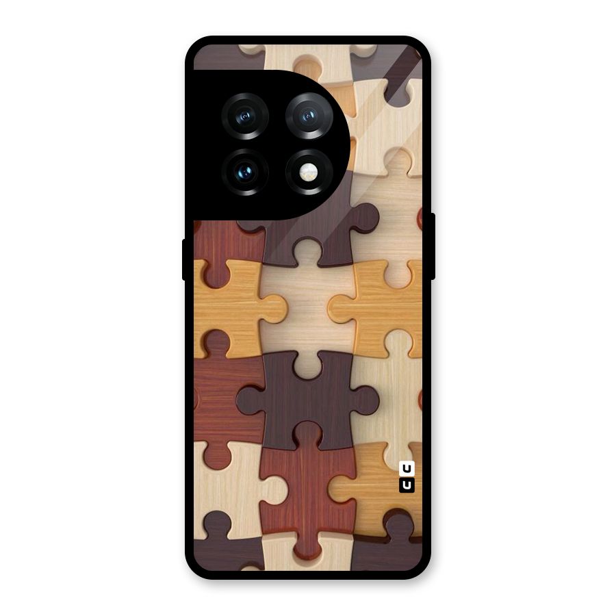 Wooden Puzzle (Printed) Glass Back Case for OnePlus 11