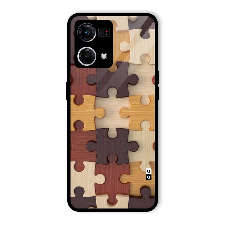 Wooden Puzzle (Printed) Glass Back Case for Oppo F21 Pro 4G