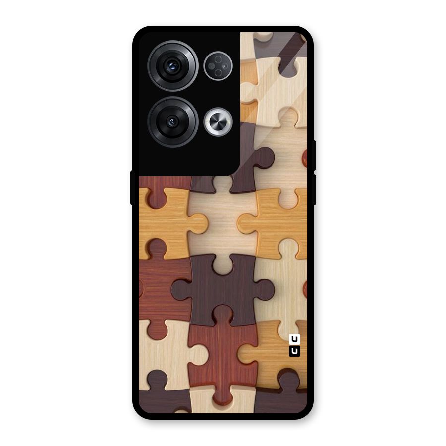 Wooden Puzzle (Printed) Glass Back Case for Oppo Reno8 Pro 5G