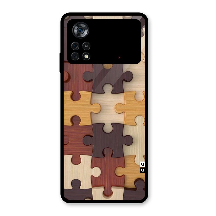 Wooden Puzzle (Printed) Glass Back Case for Poco X4 Pro 5G