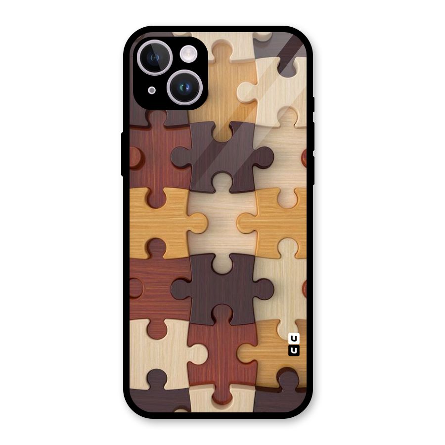 Wooden Puzzle (Printed) Glass Back Case for iPhone 14 Plus