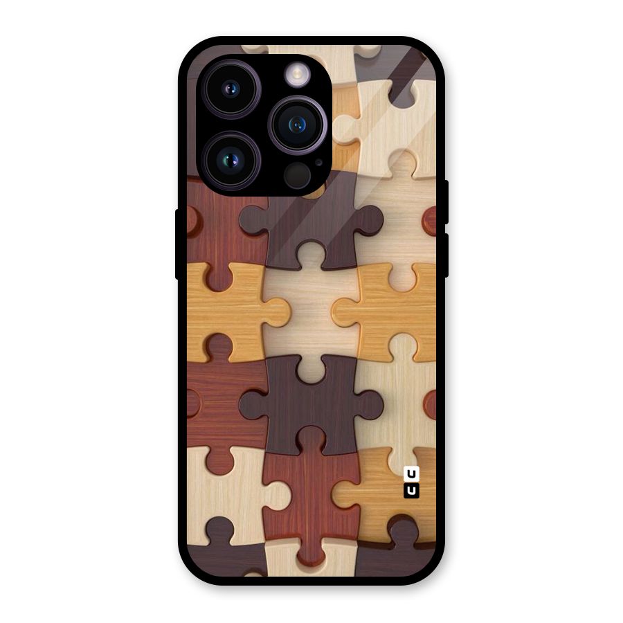 Wooden Puzzle (Printed) Glass Back Case for iPhone 14 Pro