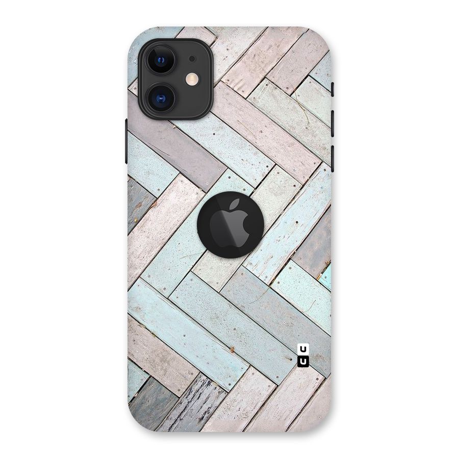Wooden ZigZag Design Back Case for iPhone 11 Logo Cut
