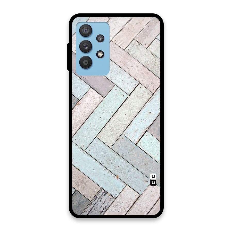 Wooden ZigZag Design Glass Back Case for Galaxy M32 5G