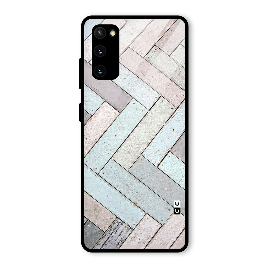 Wooden ZigZag Design Glass Back Case for Galaxy S20 FE 5G