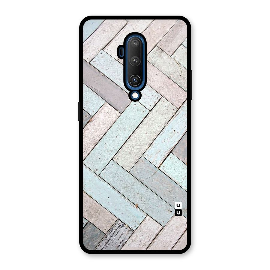 Wooden ZigZag Design Glass Back Case for OnePlus 7T Pro