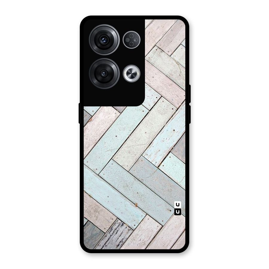 Wooden ZigZag Design Glass Back Case for Oppo Reno8 Pro 5G