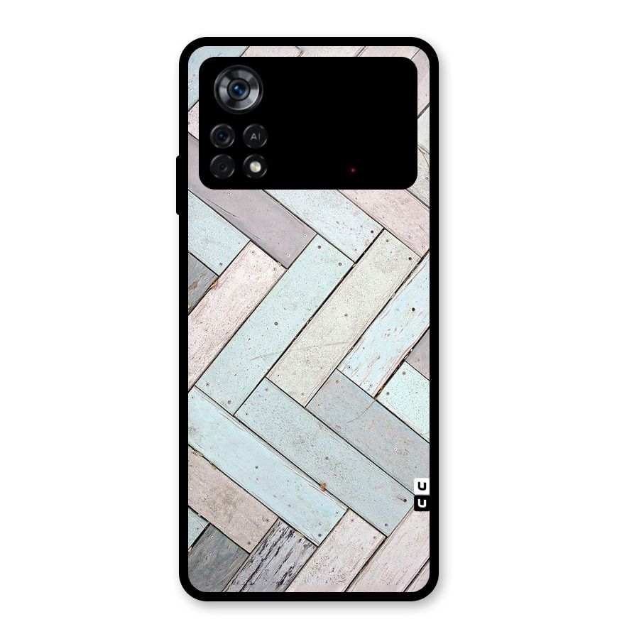Wooden ZigZag Design Glass Back Case for Poco X4 Pro 5G