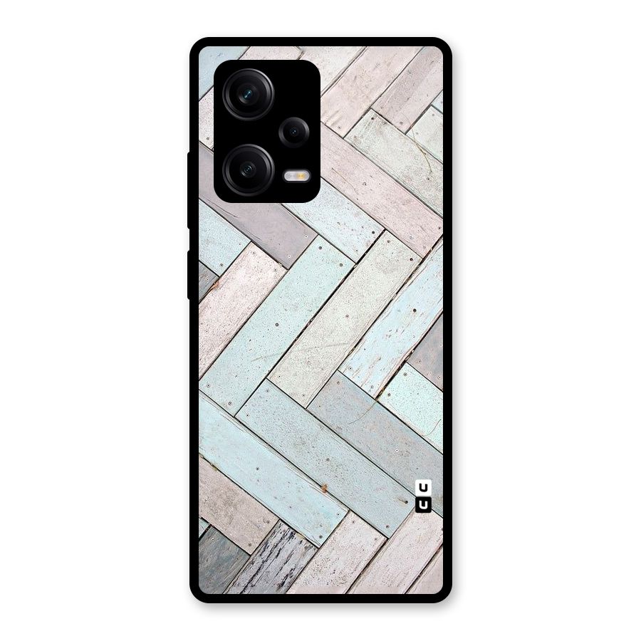 Wooden ZigZag Design Glass Back Case for Redmi Note 12 Pro