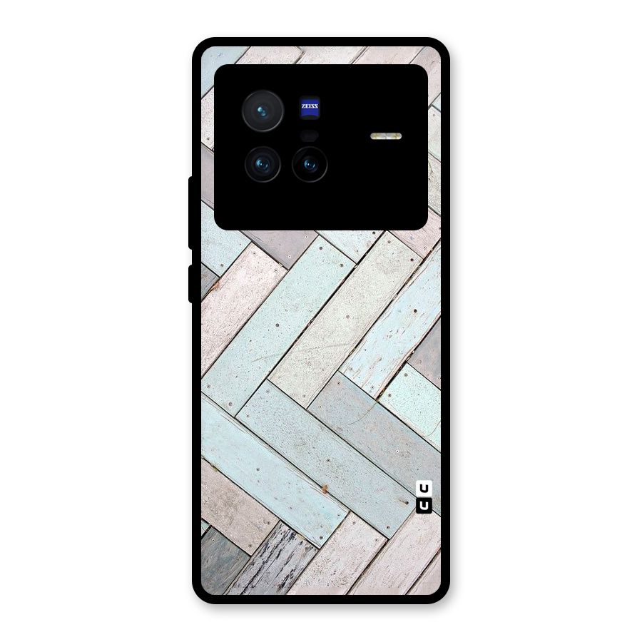 Wooden ZigZag Design Glass Back Case for Vivo X80