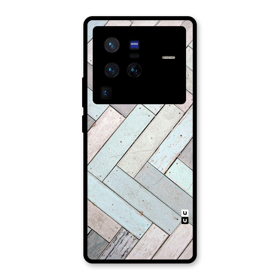 Wooden ZigZag Design Glass Back Case for Vivo X80 Pro