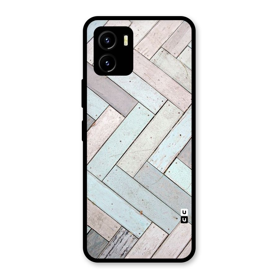 Wooden ZigZag Design Glass Back Case for Vivo Y15s