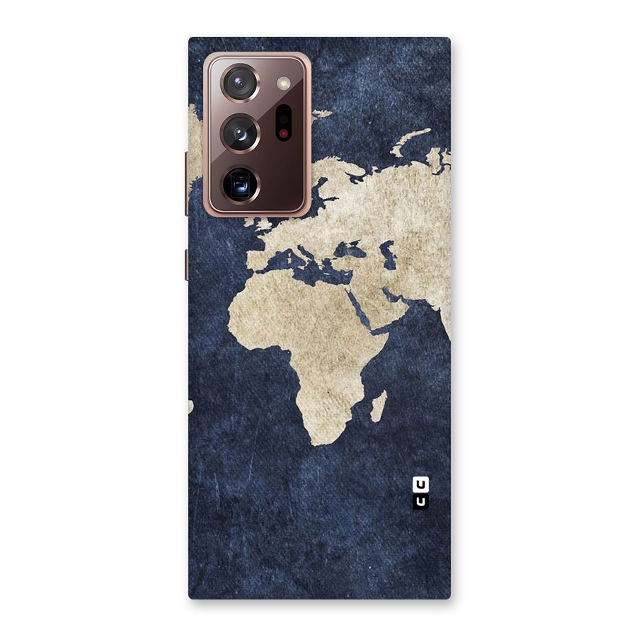 World Map Blue Gold Back Case for Galaxy Note 20 Ultra