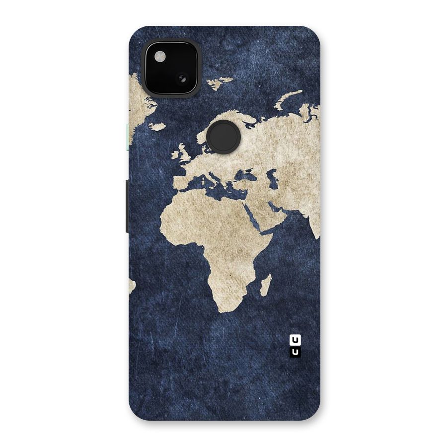 World Map Blue Gold Back Case for Google Pixel 4a