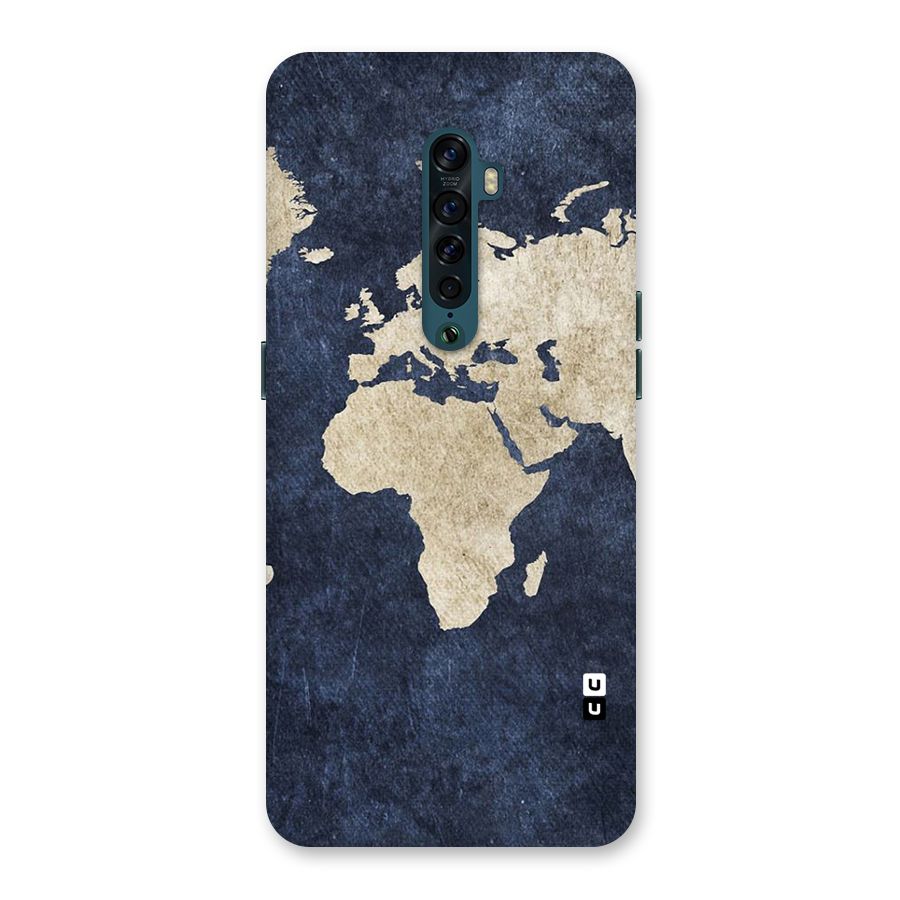 World Map Blue Gold Back Case for Oppo Reno2