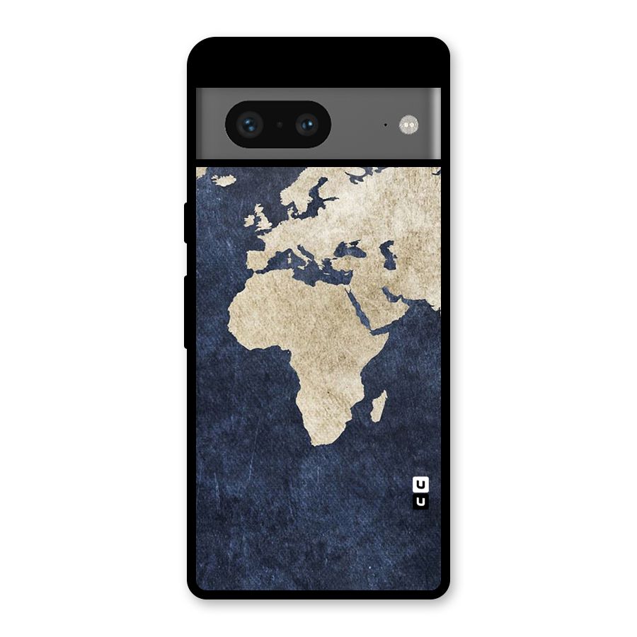 World Map Blue Gold Glass Back Case for Google Pixel 7