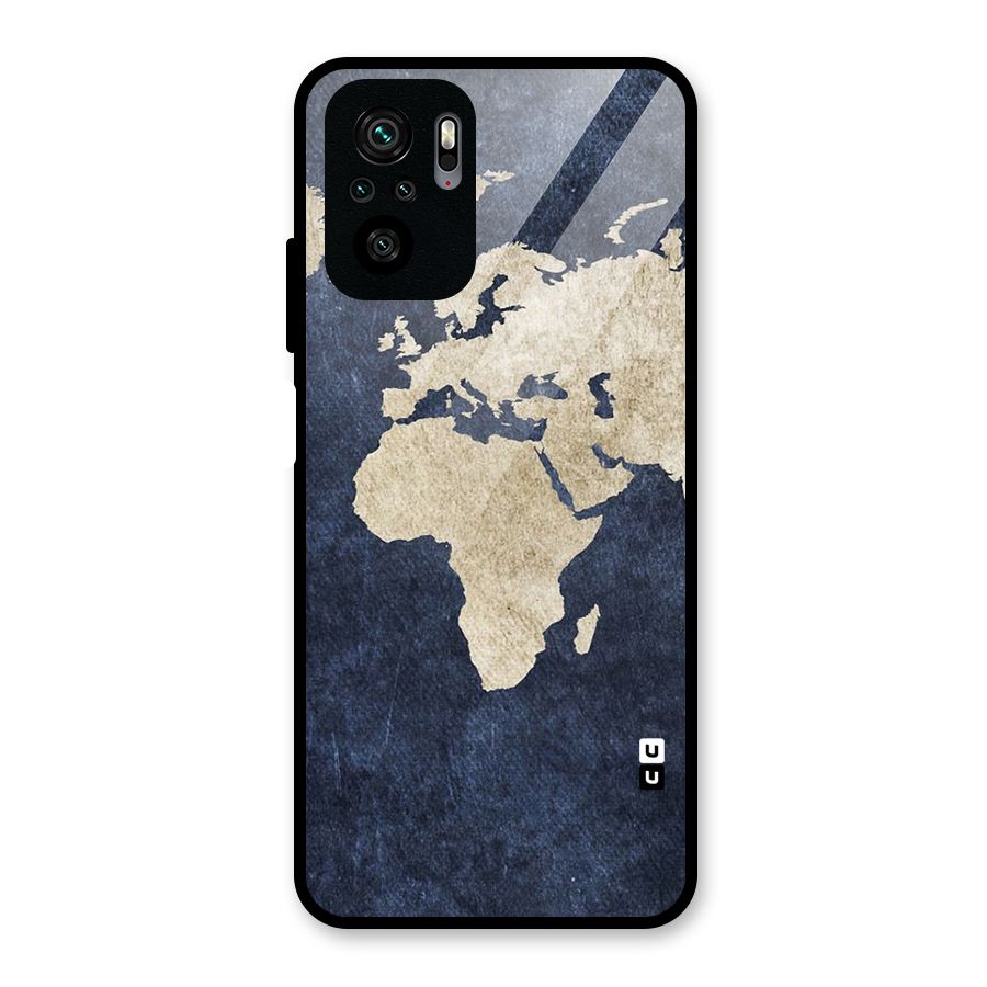 World Map Blue Gold Glass Back Case for Redmi Note 10S