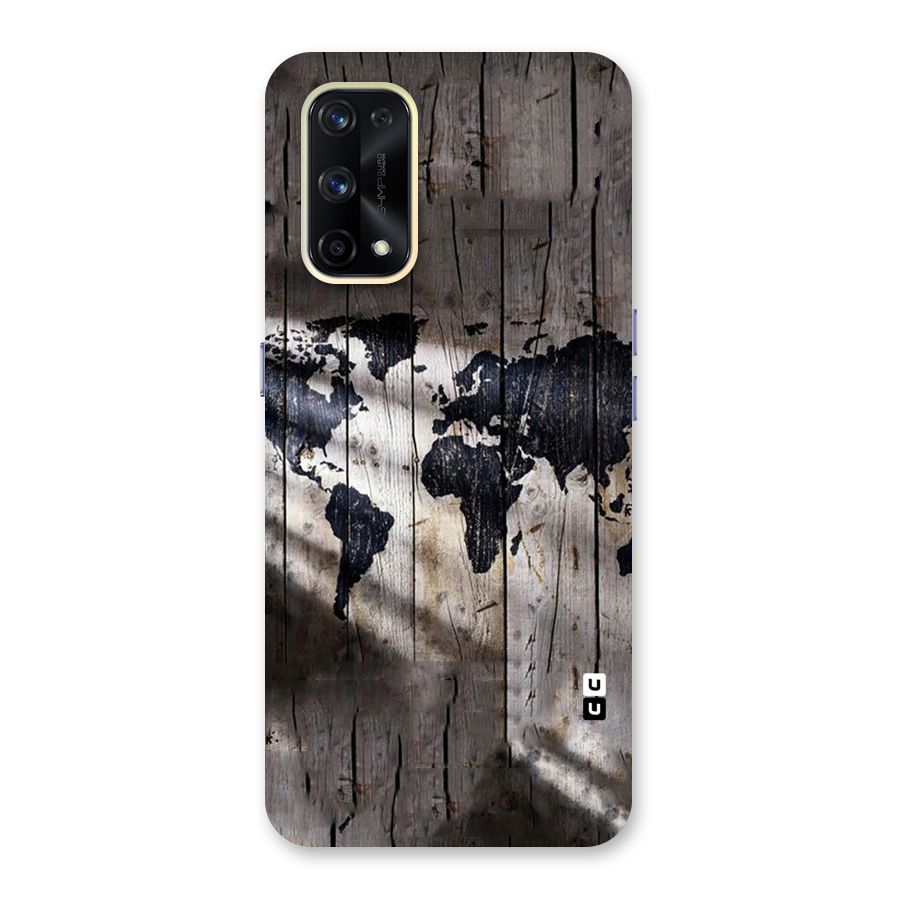 World Map Wood Design Glass Back Case for Realme X7 Pro