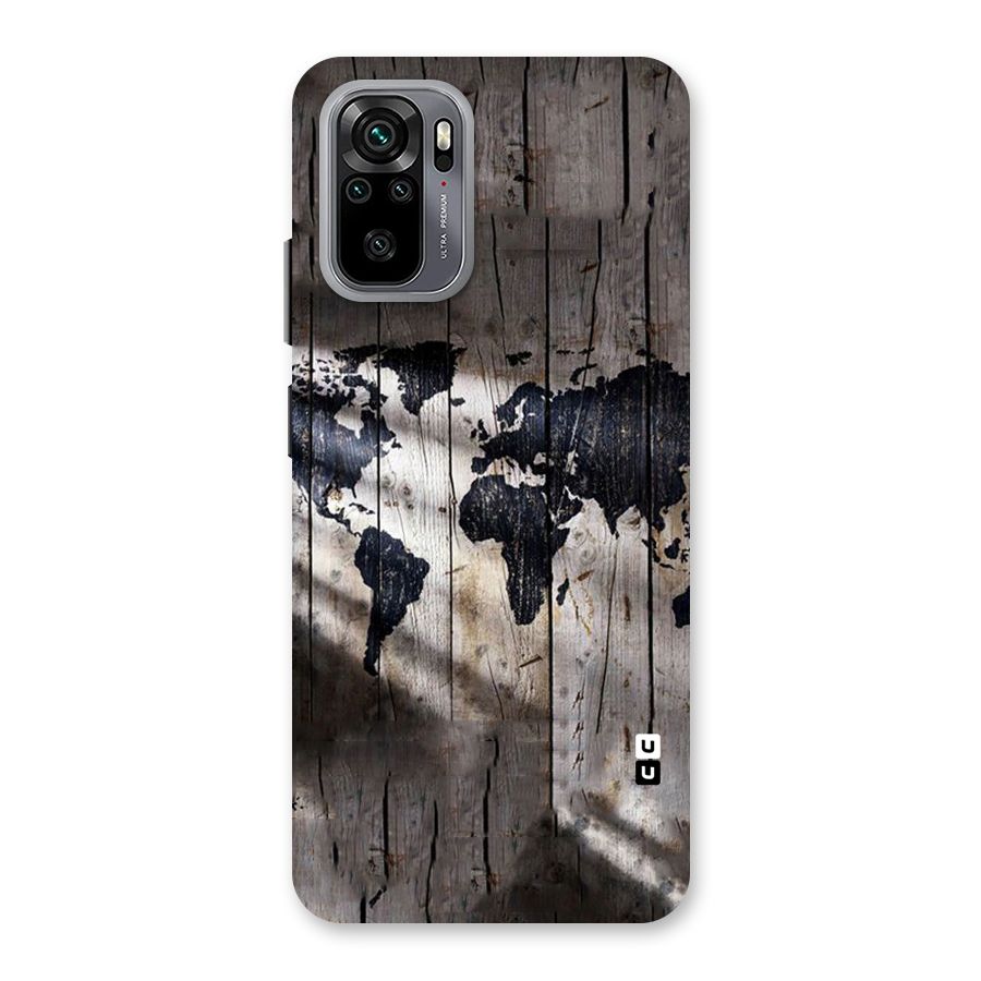 World Map Wood Design Back Case for Redmi Note 10