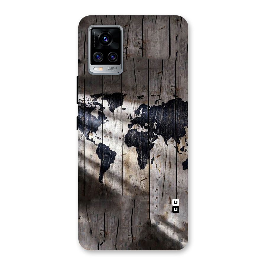 World Map Wood Design Back Case for Vivo V20 Pro