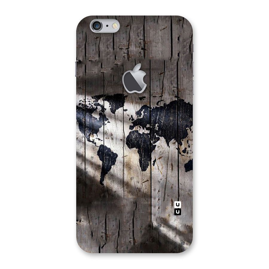 World Map Wood Design Back Case for iPhone 6 Plus 6S Plus Logo Cut